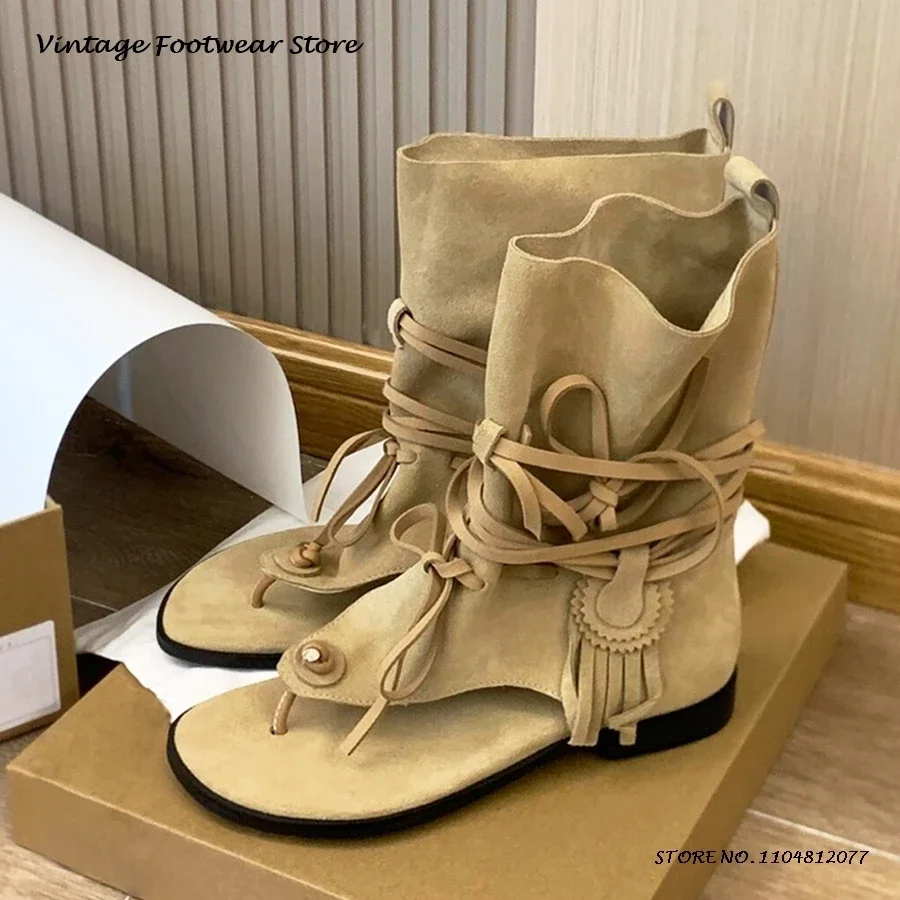 Шлепанцы с украшением кисточками, летние ботинки, винтажные ботинки без шнуровки на плоской подошве с открытым носком, женские весенне-летние ботинки до середины икры в стиле ретро
Шлепанцы с украшением кисточками, летние ботинки, винтажные ботинки без шнуровки на плоской подошве с открытым носком, женские весенне-летние ботинки до середины икры в стиле ретро