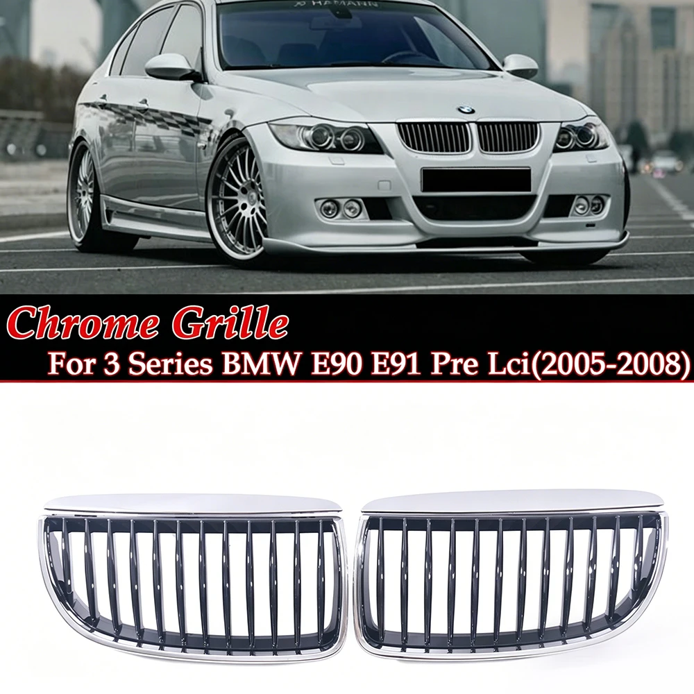 For 3 Series E90 E91 Pre-LCI 2005-2008 Double/Single Slat Kidney Grille Chrome Black Half Carbon M-Color Silver Frame Grill
For 3 Series E90 E91 Pre-LCI 2005-2008 Double/Single Slat Kidney Grille Chrome Black Half Carbon M-Color Silver Frame Grill
