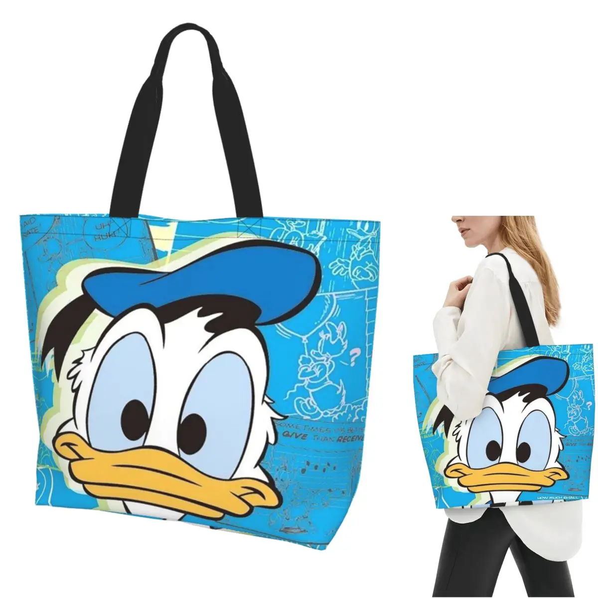 Donald Duck Cartoon Shopping Tote Bag Canvas Large Capacity Shoulder Bags Shopper Grocery Handbag for Women
Donald Duck Cartoon Shopping Tote Bag Canvas Large Capacity Shoulder Bags Shopper Grocery Handbag for Women