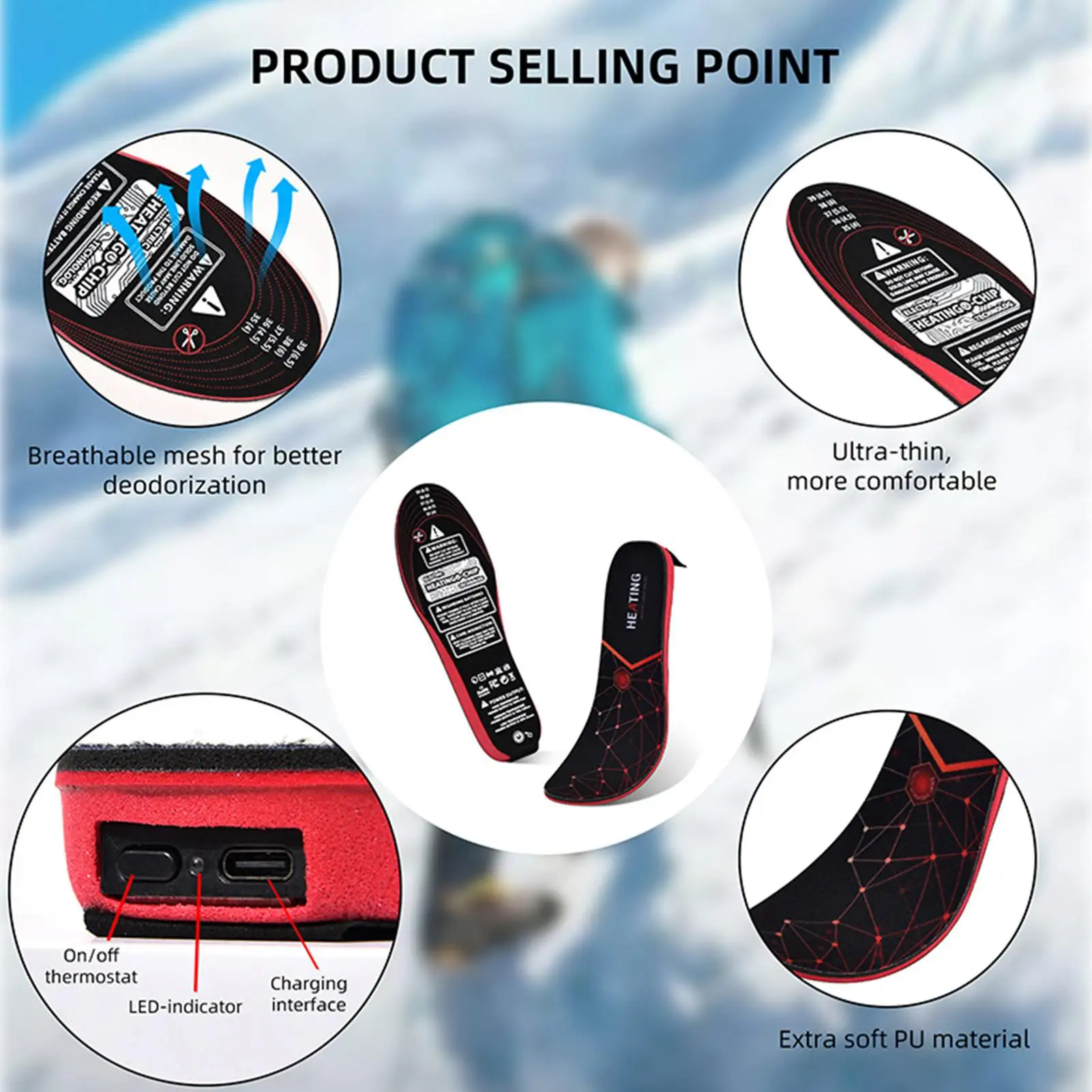 Heated Insoles Rechargeable Electric Heating Insoles Inserts Long-Lasting Thermal Shoe Inserts For Winter Camping Hiking Outdoor
Heated Insoles Rechargeable Electric Heating Insoles Inserts Long-Lasting Thermal Shoe Inserts For Winter Camping Hiking Outdoor