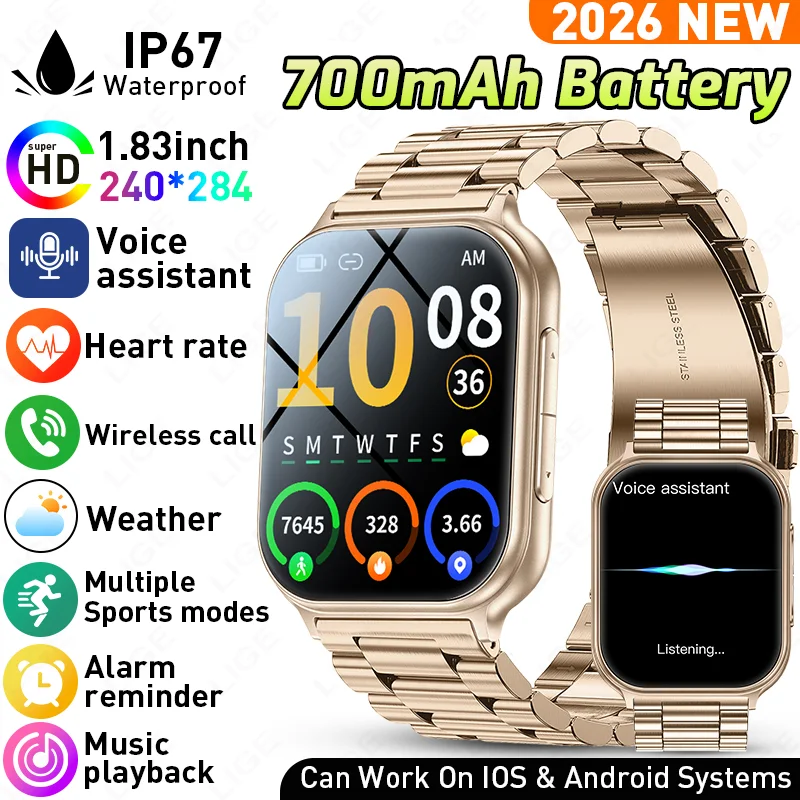 LIGE New 700mAh Battery Smart Watch 1.83 Inch HD Bluetooth Call Message Reminder Sports Women Men Smartwatch Relógio Inteligente
LIGE New 700mAh Battery Smart Watch 1.83 Inch HD Bluetooth Call Message Reminder Sports Women Men Smartwatch Relógio Inteligente