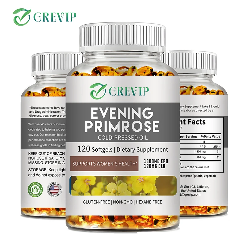 Evening Primrose Oil Capsules - Promotes Women's Health, Supports Skin and Cardiovascular Health, Improves Energy, Antioxidant
Evening Primrose Oil Capsules - Promotes Women's Health, Supports Skin and Cardiovascular Health, Improves Energy, Antioxidant