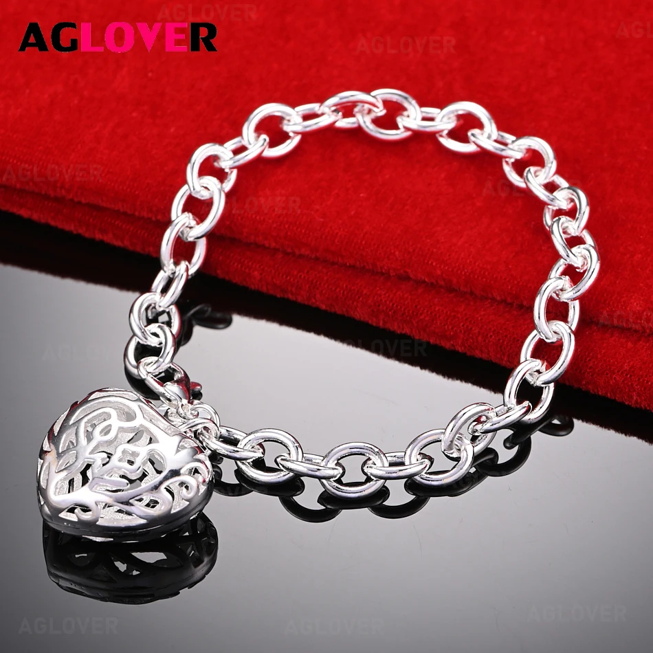 AGLOVER 925 Sterling Silver Flower Carved Hollow Love Pendant Bracelet Women Fashion Charm Wedding Jewelry 
AGLOVER 925 Sterling Silver Flower Carved Hollow Love Pendant Bracelet Women Fashion Charm Wedding Jewelry