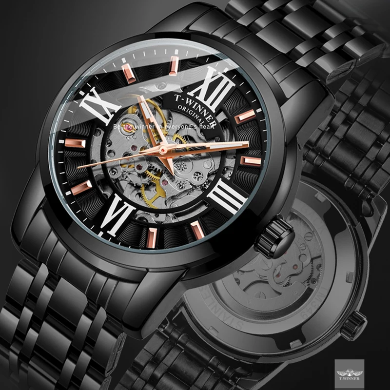 Winner Roman scale Skeleton Mechanical Wristwatch Retro Luminous Hands Luxury Brand Cool Black Watches Stainless Steel Waterproo
Winner Roman scale Skeleton Mechanical Wristwatch Retro Luminous Hands Luxury Brand Cool Black Watches Stainless Steel Waterproo