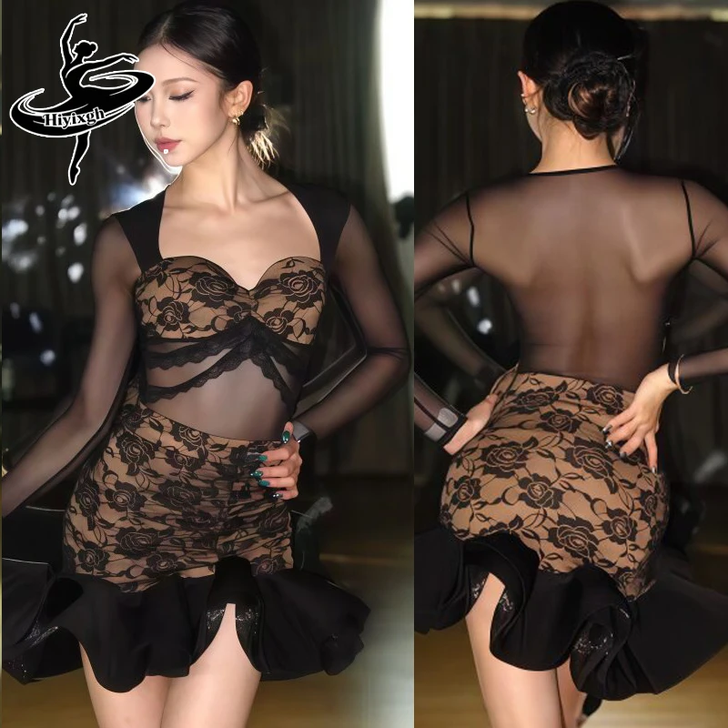 Retro Lace Latin Dance Dress Clothes for Women Sexy Mesh Tops Skirt Practice Dress Cha Cha Rumba Salsa Dance Performance Costume
Retro Lace Latin Dance Dress Clothes for Women Sexy Mesh Tops Skirt Practice Dress Cha Cha Rumba Salsa Dance Performance Costume