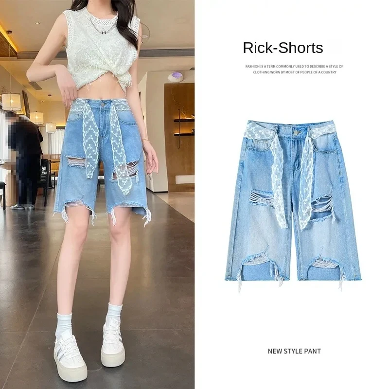 Shorts Female Jeans Denim Shorts Summer Loose Distressed Fashion New Thin Five Points Women Casual Trendy
Shorts Female Jeans Denim Shorts Summer Loose Distressed Fashion New Thin Five Points Women Casual Trendy