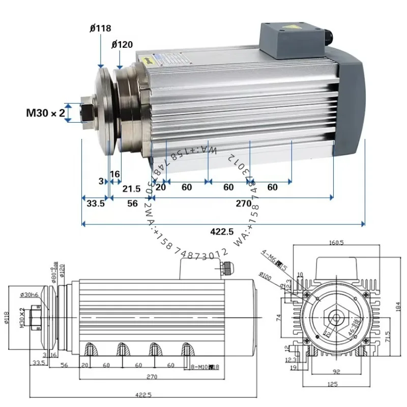7.5kw 6000rpm CNC Air Cooled Spindle Motor Spindle With Flange For Engraving Machine
7.5kw 6000rpm CNC Air Cooled Spindle Motor Spindle With Flange For Engraving Machine