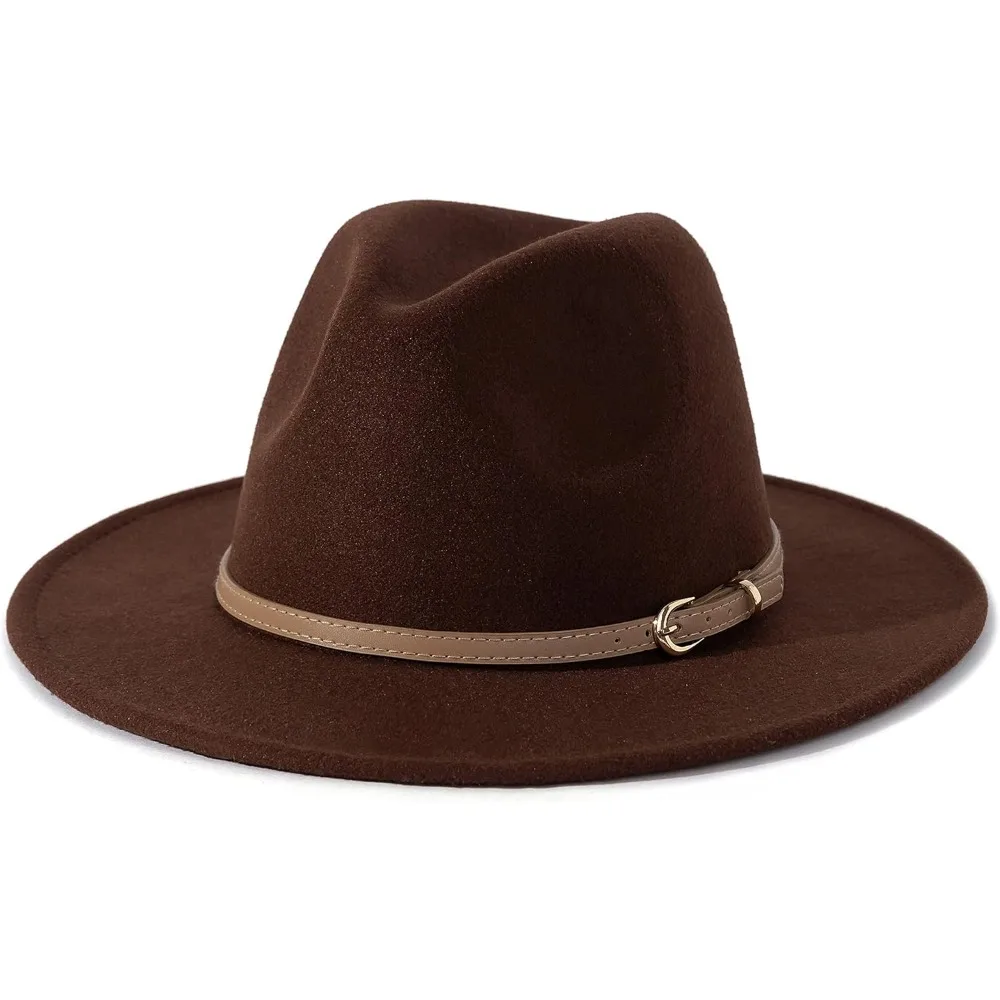 Mistdawn Classic Women Men Felt Fedora Wide Brim Hat with Belt Buckle Jazz Cap
Mistdawn Classic Women Men Felt Fedora Wide Brim Hat with Belt Buckle Jazz Cap