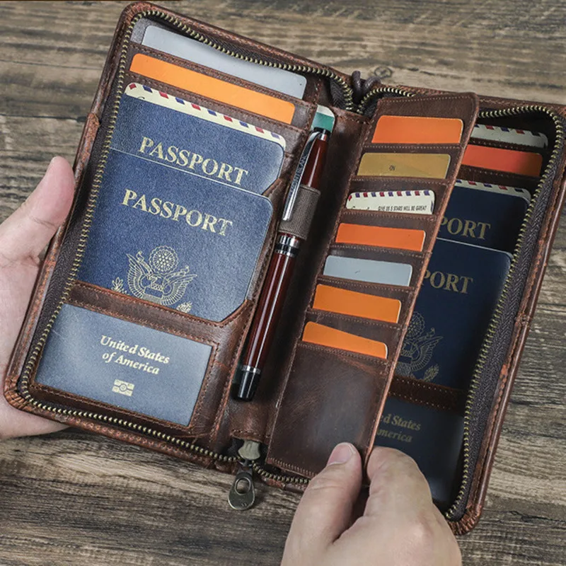 British Style Top Layer Cowhide Anti Magnetic Travel Family Storage Multi Functional Zipper Strap Genuine Leather Passport Bags
British Style Top Layer Cowhide Anti Magnetic Travel Family Storage Multi Functional Zipper Strap Genuine Leather Passport Bags