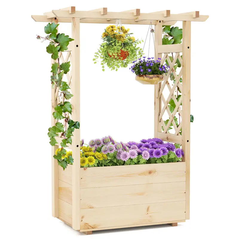 Raised Garden Bed with Lattice Trellises Hanging Roof Drainage-S
Raised Garden Bed with Lattice Trellises Hanging Roof Drainage-S