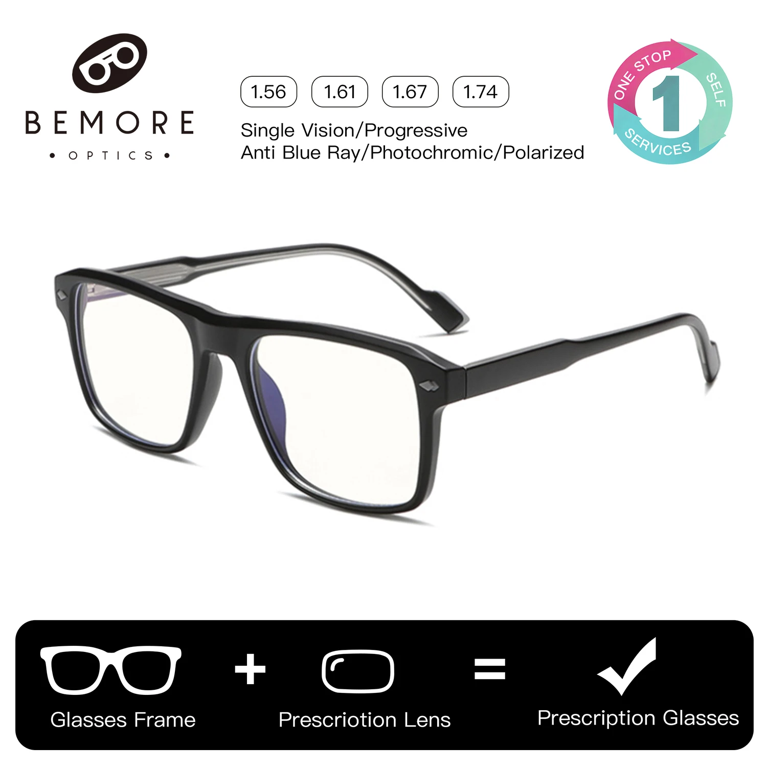 BEMORE Square Acetate Prescription Glasses Men Photochromic Anti Blue Light Progressive Multifocal Optical Eyeglasses
BEMORE Square Acetate Prescription Glasses Men Photochromic Anti Blue Light Progressive Multifocal Optical Eyeglasses