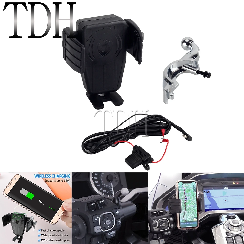 Motorcycle 2-3/8" to 4”Adjustable Phone Holder 15W Wireless Charger Bracket Support for Honda Gold Wing GL 1800 GL1800 F6B 2018+
Motorcycle 2-3/8" to 4”Adjustable Phone Holder 15W Wireless Charger Bracket Support for Honda Gold Wing GL 1800 GL1800 F6B 2018+