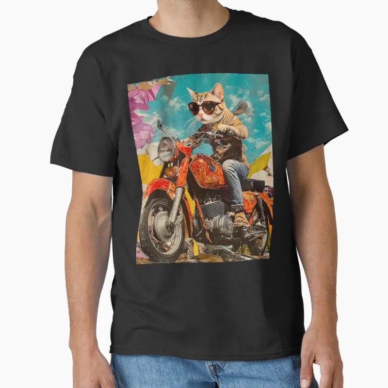 Vinatge Art Collage Cat on a Motorcycle Funny road racer gift t shirt for Motocycle lover large size tops S-6XL
Vinatge Art Collage Cat on a Motorcycle Funny road racer gift t shirt for Motocycle lover large size tops S-6XL