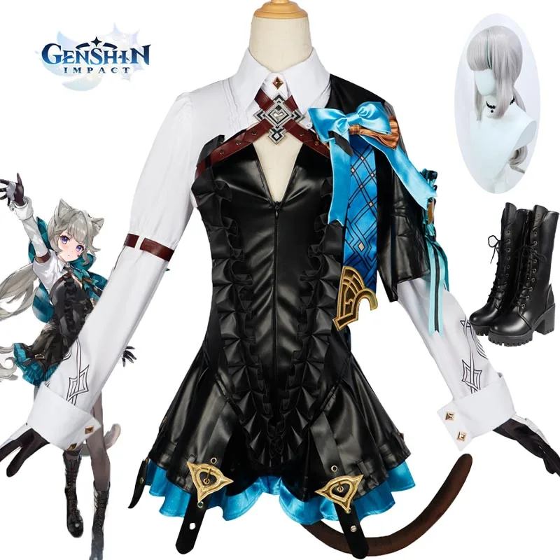 Игровой костюм Lynette для косплея Genshin, искусственный парик, обувь, юбка, уши, перчатка, хвост, комплект для Хэллоуина, карнавальный костюм для женщин
Игровой костюм Lynette для косплея Genshin, искусственный парик, обувь, юбка, уши, перчатка, хвост, комплект для Хэллоуина, карнавальный костюм для женщин