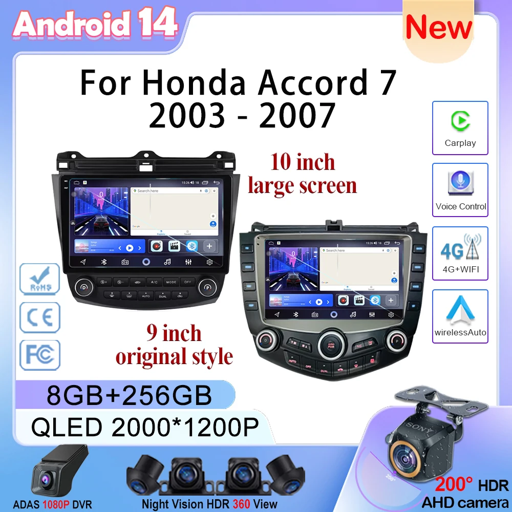 Автомобильный радиоприемник Android 14 для Honda Accord 7 2003–2007 Мультимедийный плеер GPS-навигация Carplay Android Auto без 2din 4G
Автомобильный радиоприемник Android 14 для Honda Accord 7 2003–2007 Мультимедийный плеер GPS-навигация Carplay Android Auto без 2din 4G