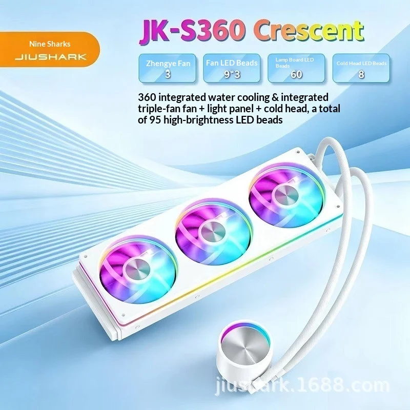JIUSHARK JK-S360 Crescent 360mm AIO Liquid Cooler - ARGB Fans + Light Strip, 300W TDP, Support Intel LGA1700/1851 AMD AM5
JIUSHARK JK-S360 Crescent 360mm AIO Liquid Cooler - ARGB Fans + Light Strip, 300W TDP, Support Intel LGA1700/1851 AMD AM5