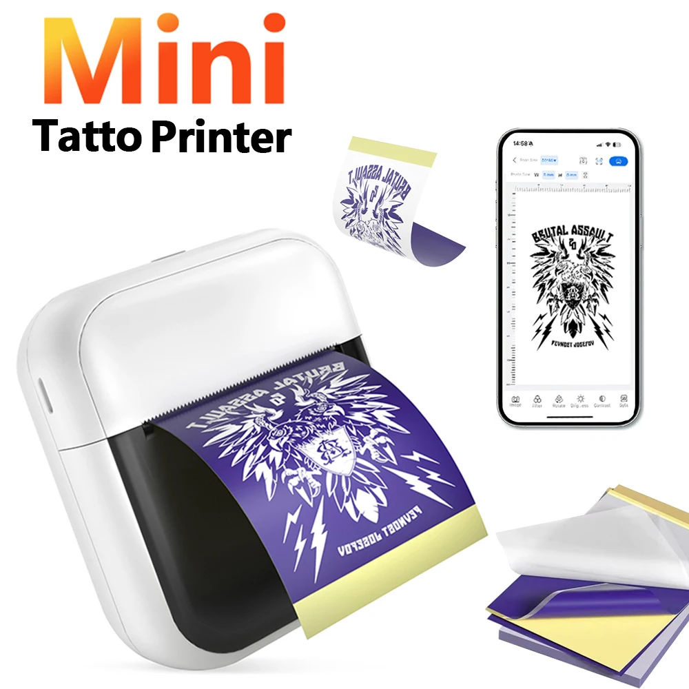 C50 Mini Tatto Transfer Printer Wireless Portable Label Printer With Transfer Paper For LOGO Mini Pattern Entry-leve Printing