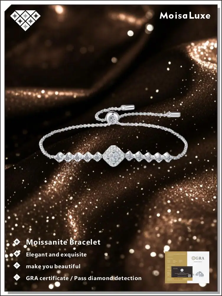 MoisaLuxe Moissanite Bracelet 925 Sterling Silver for Women Three-Dimensional Square Push-Pull Adjustable Chain Fresh Simple GRA
MoisaLuxe Moissanite Bracelet 925 Sterling Silver for Women Three-Dimensional Square Push-Pull Adjustable Chain Fresh Simple GRA