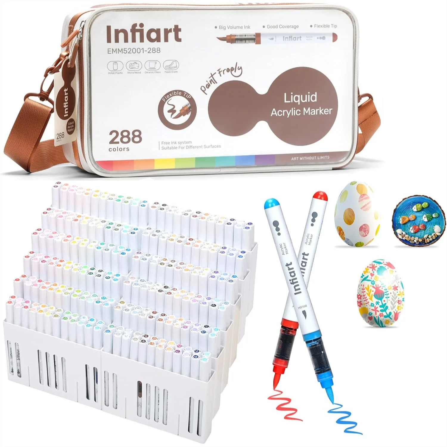 288 Colors Acrylic Paint Markers Brush Tip, Automatic Ink Control for Holiday Decorations, Stone, Wood, Glass, DIY Art Supplies
288 Colors Acrylic Paint Markers Brush Tip, Automatic Ink Control for Holiday Decorations, Stone, Wood, Glass, DIY Art Supplies