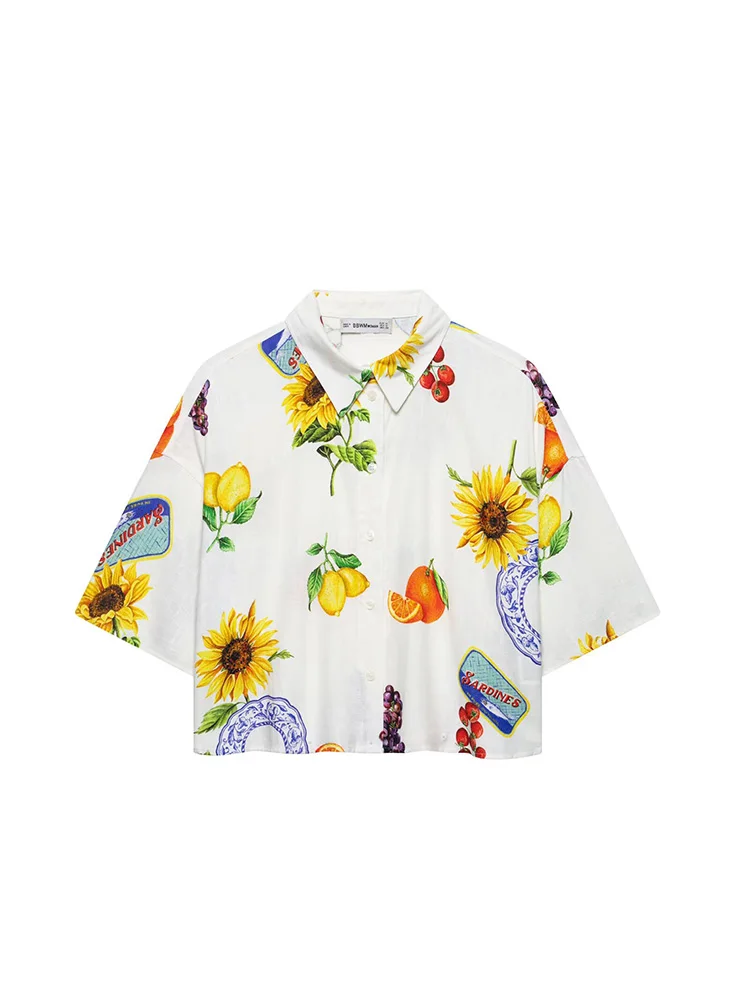 KUCLUT Women Fashion Printed Single Breasted Blouse Vintage Lapel Neck Short Sleeves Female Chic Lady Shirts
KUCLUT Women Fashion Printed Single Breasted Blouse Vintage Lapel Neck Short Sleeves Female Chic Lady Shirts