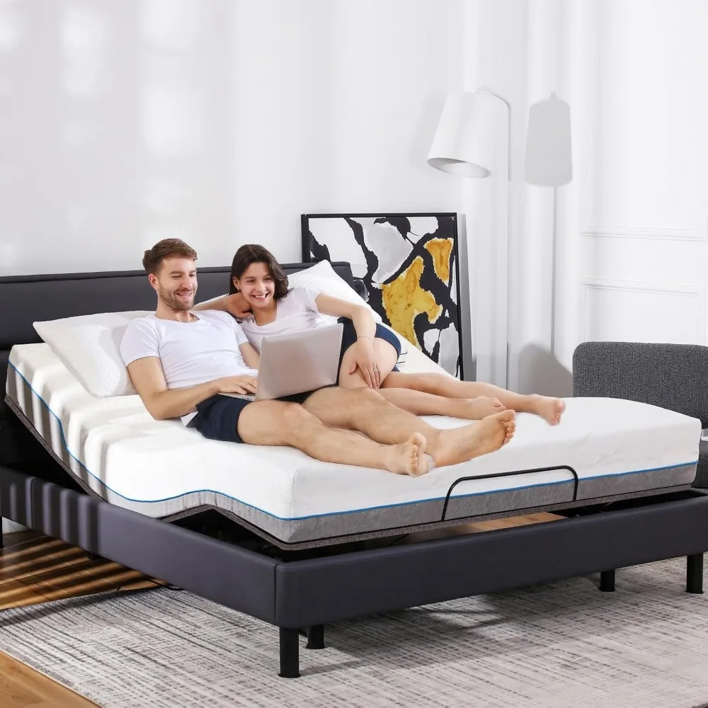 Adjustable Bed Frame, with Wireless Remote, Adjustable Beds Base Head & Foot Massage, USB Ports, LED Light, King Size Bed Frame
Adjustable Bed Frame, with Wireless Remote, Adjustable Beds Base Head & Foot Massage, USB Ports, LED Light, King Size Bed Frame