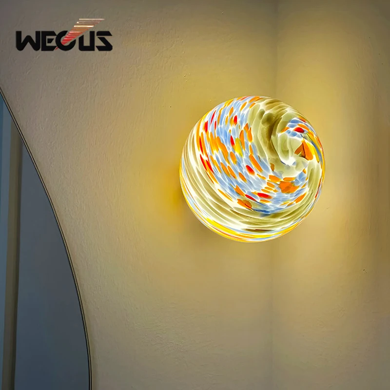 Dopamine Colorful Glass Wall Lamp Round Ball Hallway Light Moon Retro Bauhaus For Entryway Bedroom Bedside Corridor Lighting
Dopamine Colorful Glass Wall Lamp Round Ball Hallway Light Moon Retro Bauhaus For Entryway Bedroom Bedside Corridor Lighting