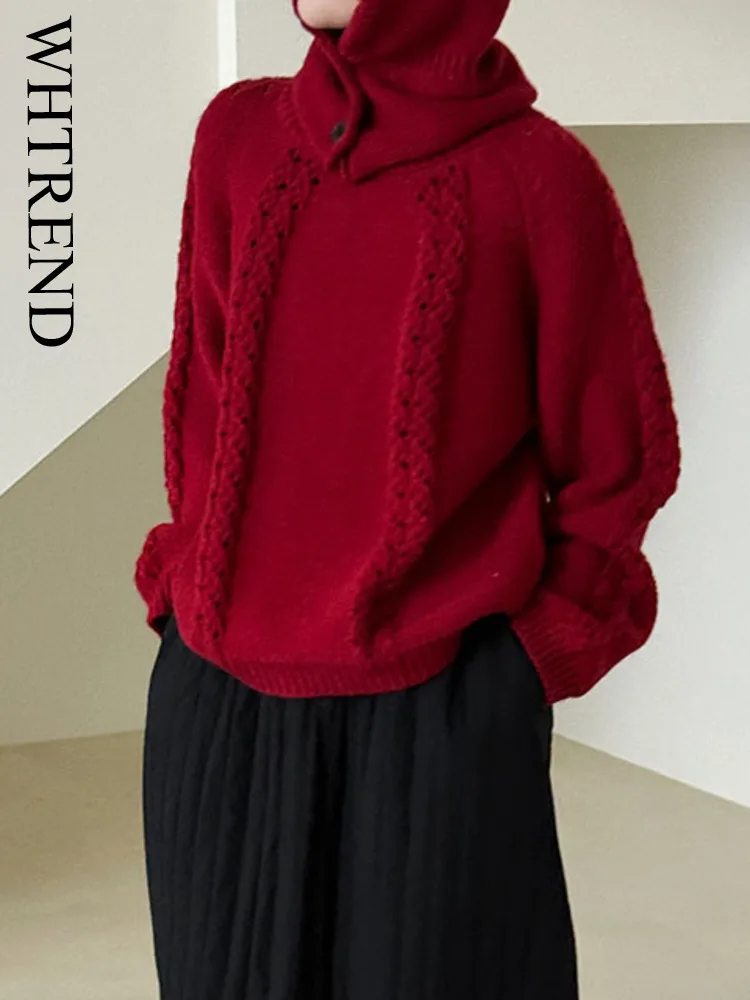 WHTREND Round Neck Detachable Hood Thick Knitted Sweater For Women Winter New Hollow Twist Warm Pullover Top WH2189
WHTREND Round Neck Detachable Hood Thick Knitted Sweater For Women Winter New Hollow Twist Warm Pullover Top WH2189