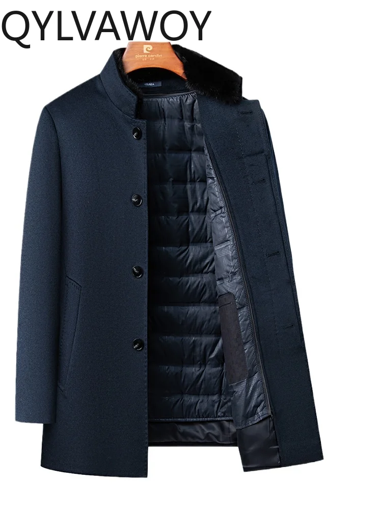 QYLVAWOY Men's Mid-Length Casual Thickened Dad's Stand-Up Collar Cashmere Coat with Goose Down Liner Woolen Outerwear LJ2212
QYLVAWOY Men's Mid-Length Casual Thickened Dad's Stand-Up Collar Cashmere Coat with Goose Down Liner Woolen Outerwear LJ2212