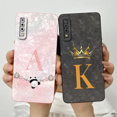 Étui pare-chocs en silicone souple pour Samsung Galaxy A7 2018 Aexecute F, coque arrière à la mode, lettres de couronne, A7 2018 A750