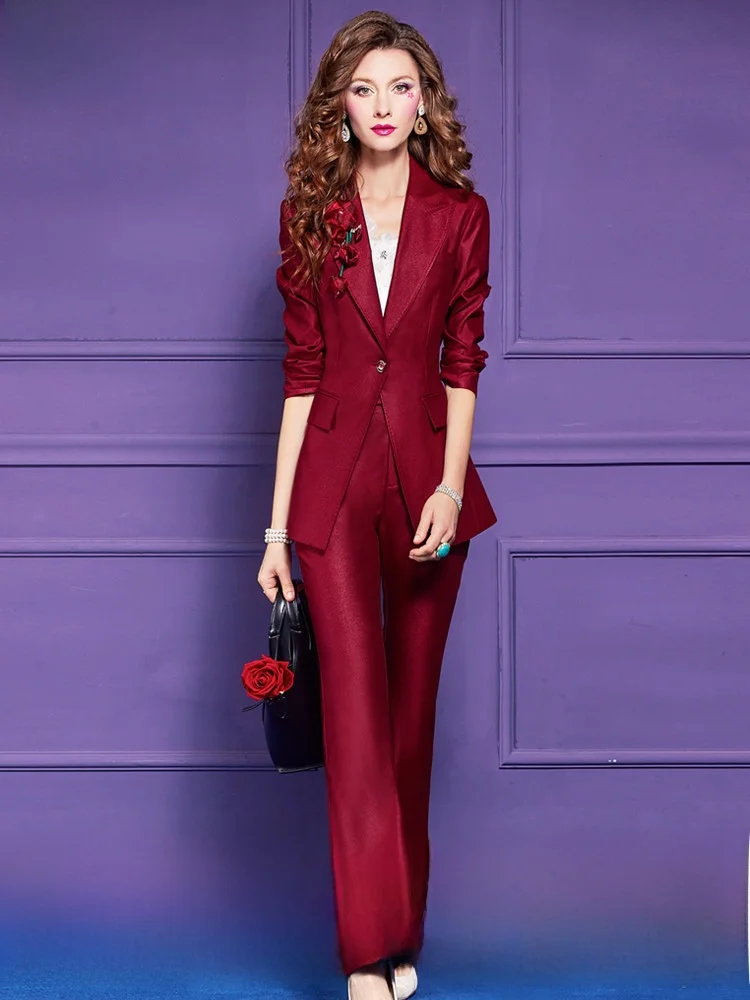 Red Suit Set Original Beaded Women's Professional Commute Fashion High End Autumn Workwear Pants Two Piece Set Long Sleeve
Red Suit Set Original Beaded Women's Professional Commute Fashion High End Autumn Workwear Pants Two Piece Set Long Sleeve