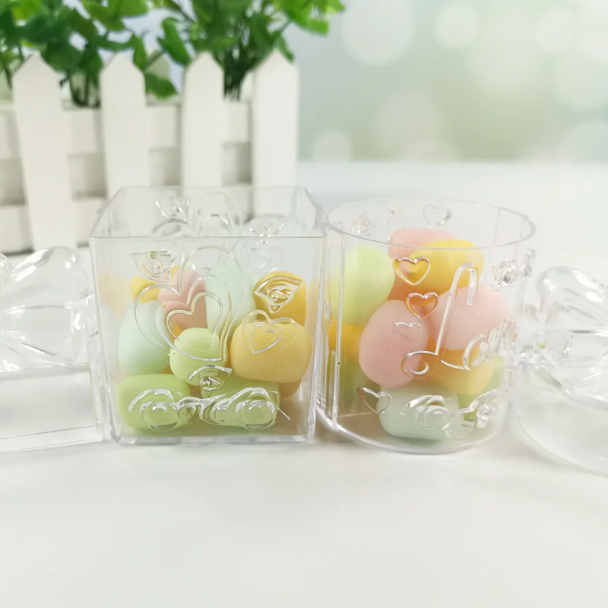 10pcs/set Creative Wedding LOVE Candy Box Plastic Vertical Bow Transparent Square/Round Storage Box Baby Birthday Gift Packaging
10pcs/set Creative Wedding LOVE Candy Box Plastic Vertical Bow Transparent Square/Round Storage Box Baby Birthday Gift Packaging