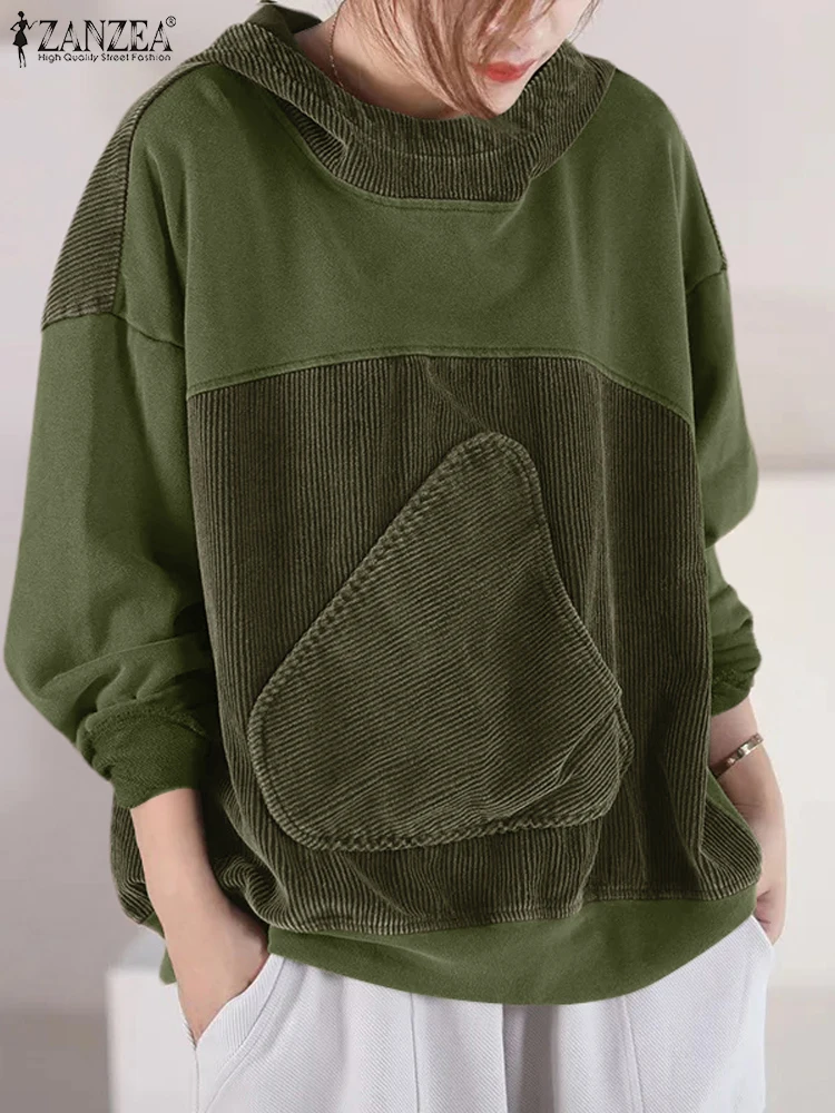 ZANZEA Patchwork Corduroy Long Sleeve Hoodies Color Block Women Loose Causal Irregular Pocket Sweatshirts Hooded 2024 Fall Tops
ZANZEA Patchwork Corduroy Long Sleeve Hoodies Color Block Women Loose Causal Irregular Pocket Sweatshirts Hooded 2024 Fall Tops