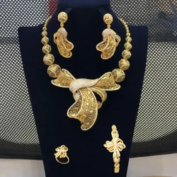 Jimbora 4PCS Women Wedding Jewelry Sets Hot Luxury Bowknot Flowers Cubic Zirconia Choker Necklace Earring Dubai Jewellery Sets Jimbora 4PCS Women Wedding Jewelry Sets Hot Luxury Bowknot Flowers Cubic Zirconia Choker Necklace Earring Dubai Jewellery Sets