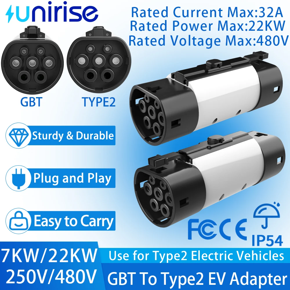 GBT to Type2 ev charger Adapter 32A 7KW/22KW for BYD MG4 Fast Charging Converter GB/T To IEC 62196 Type 2 Electric car Connector
GBT to Type2 ev charger Adapter 32A 7KW/22KW for BYD MG4 Fast Charging Converter GB/T To IEC 62196 Type 2 Electric car Connector