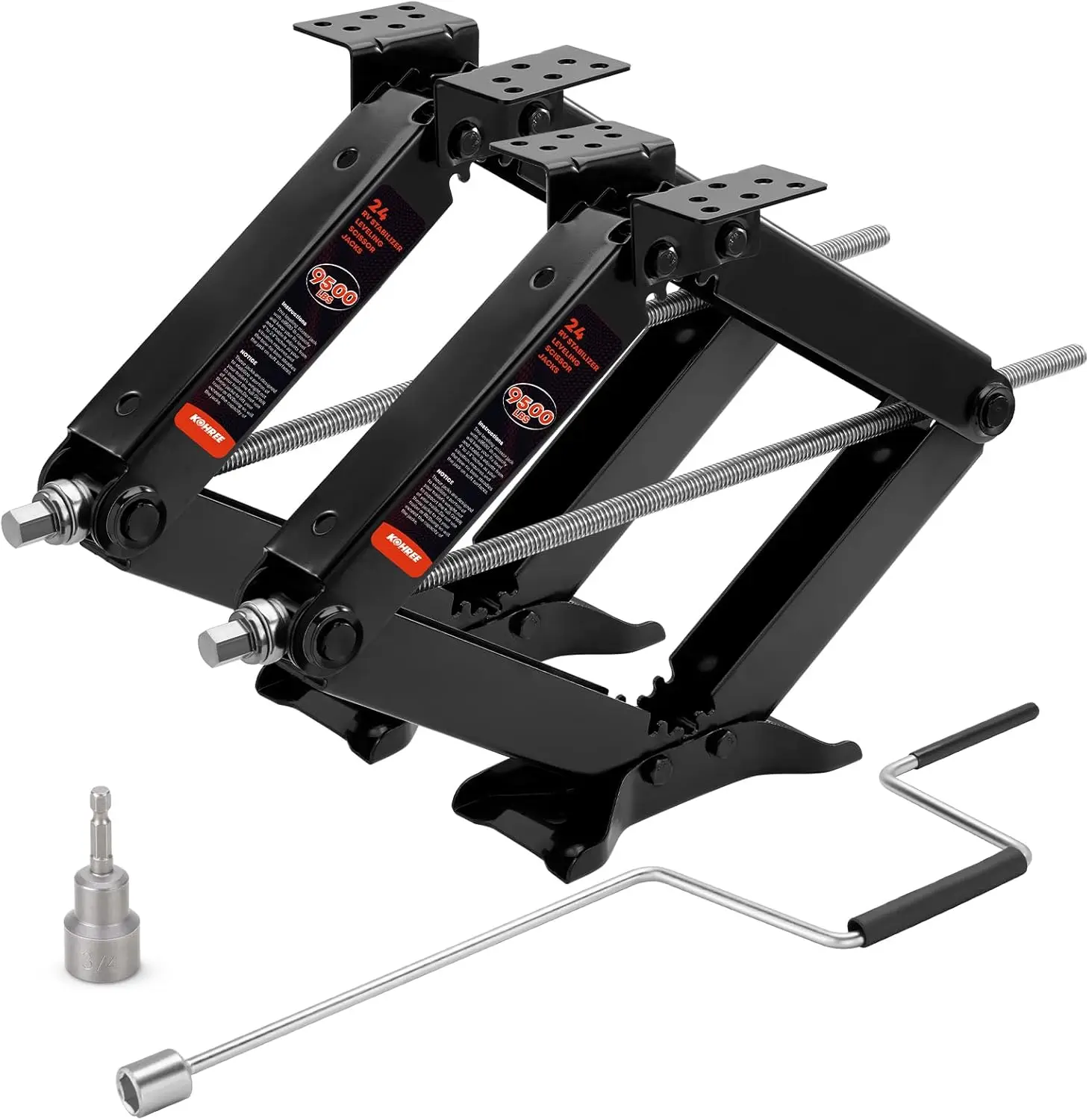 9500 lbs RV Stabilizer Jacks 24', Leveling Scissor Jacks for Travel Trailer, Set of 2, Heavy Duty
9500 lbs RV Stabilizer Jacks 24', Leveling Scissor Jacks for Travel Trailer, Set of 2, Heavy Duty