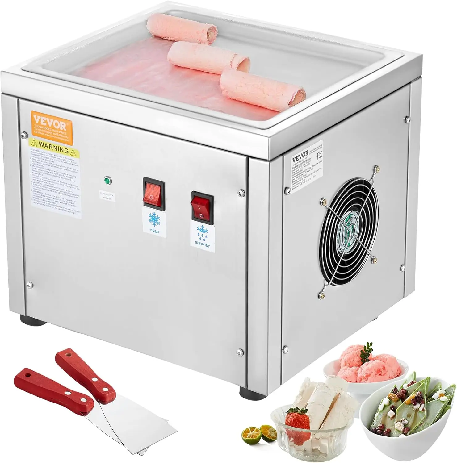 Fried Ice Cream Roll Machine, 11" x 9.5" Stir-Fried Ice Cream Pan, Stainless Steel Rolled Ice Cream Maker with Compressor
Fried Ice Cream Roll Machine, 11" x 9.5" Stir-Fried Ice Cream Pan, Stainless Steel Rolled Ice Cream Maker with Compressor