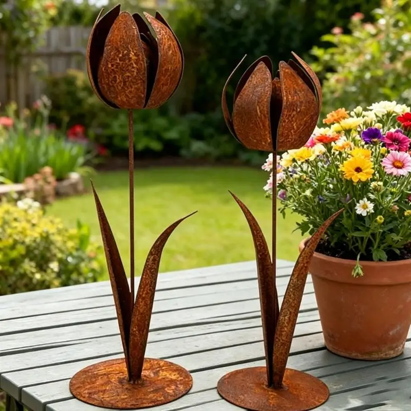 Retros Styles Rusted Metal Tulips Yard Art Weather Resistant Tulips Plant Stake Decorative Rusts Proof Yard Art Y5GB
Retros Styles Rusted Metal Tulips Yard Art Weather Resistant Tulips Plant Stake Decorative Rusts Proof Yard Art Y5GB