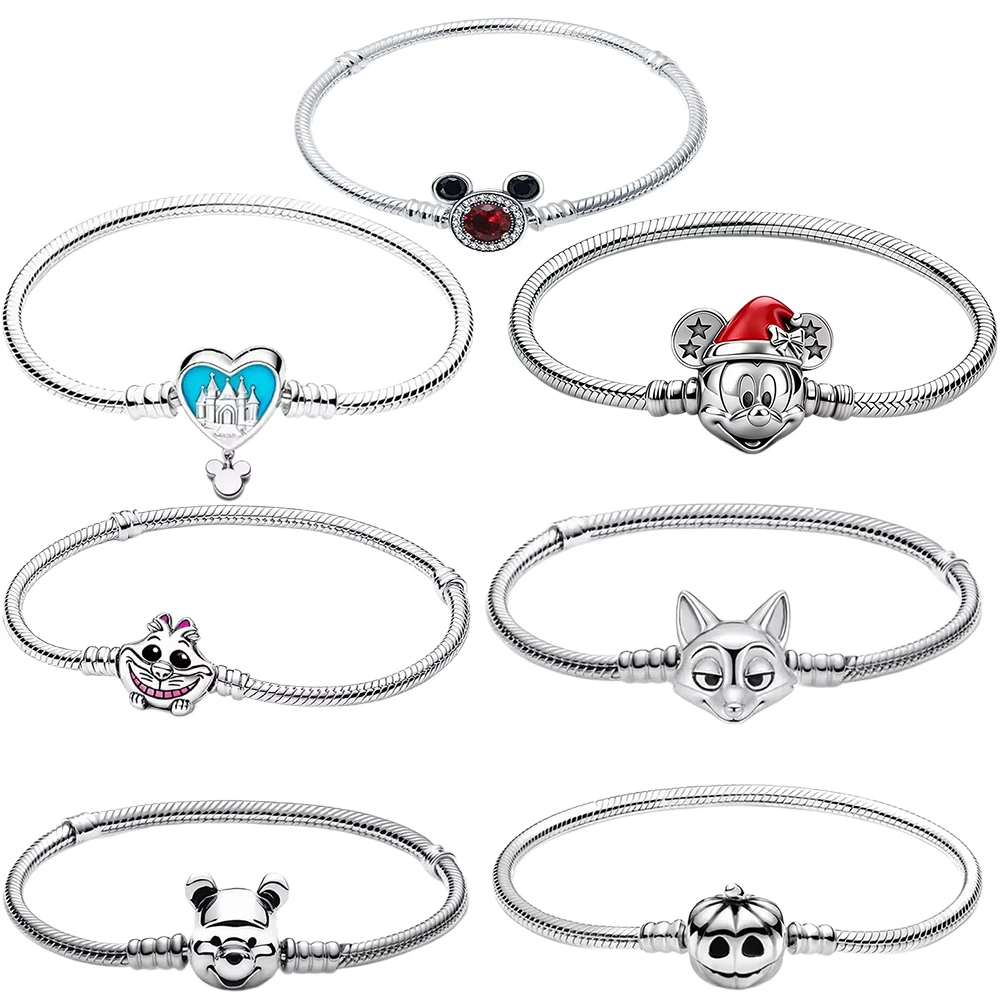 925 Silver Cute Cartoon Mickey, Teddy Bear, Pumpkin Head, Castle And Fox Amulet Bracelet, Suitable For Women, DIY Jewelry Gift
925 Silver Cute Cartoon Mickey, Teddy Bear, Pumpkin Head, Castle And Fox Amulet Bracelet, Suitable For Women, DIY Jewelry Gift