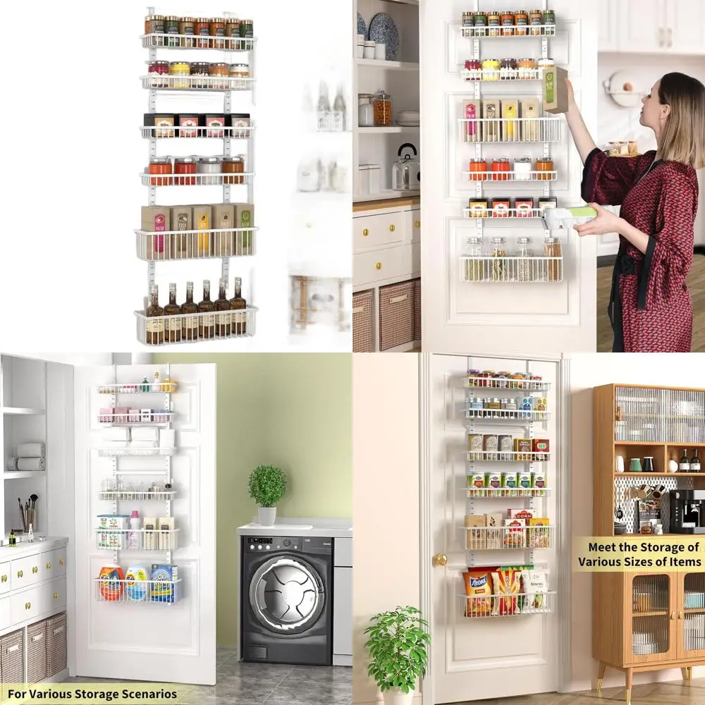 6-Tier Door-Mounted Pantry Organizer, Black, for Kitchen & Home Storage Solutions
6-Tier Door-Mounted Pantry Organizer, Black, for Kitchen & Home Storage Solutions