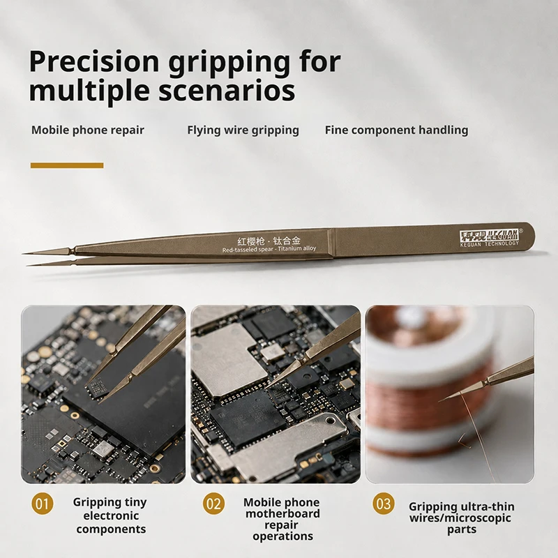 Keguan Red Tassel Spear Titanium Alloy Tweezers Fine Pointed Precision Tweezers for Electronics Mobile Phone Repair Jewelry
Keguan Red Tassel Spear Titanium Alloy Tweezers Fine Pointed Precision Tweezers for Electronics Mobile Phone Repair Jewelry