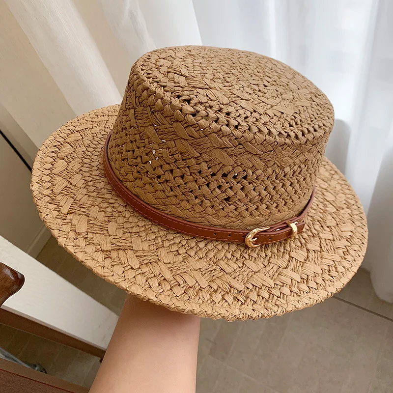 Women's retro flat topped straw hat British style summer hollowed out sunshade hat seaside vacation style grass woven sun hat
Women's retro flat topped straw hat British style summer hollowed out sunshade hat seaside vacation style grass woven sun hat