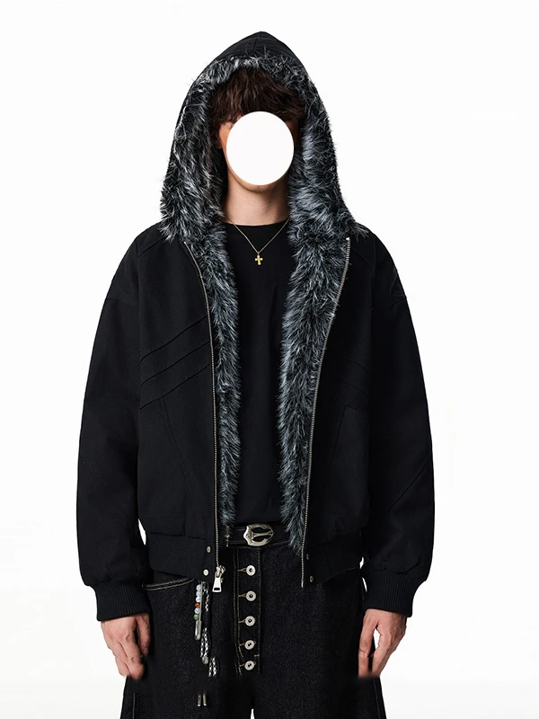 American Style Thickened Hooded Cotton Jacket Men's Winter Vintage Boxy Silhouette Workwear Cotton Coat with Fur Collar
American Style Thickened Hooded Cotton Jacket Men's Winter Vintage Boxy Silhouette Workwear Cotton Coat with Fur Collar