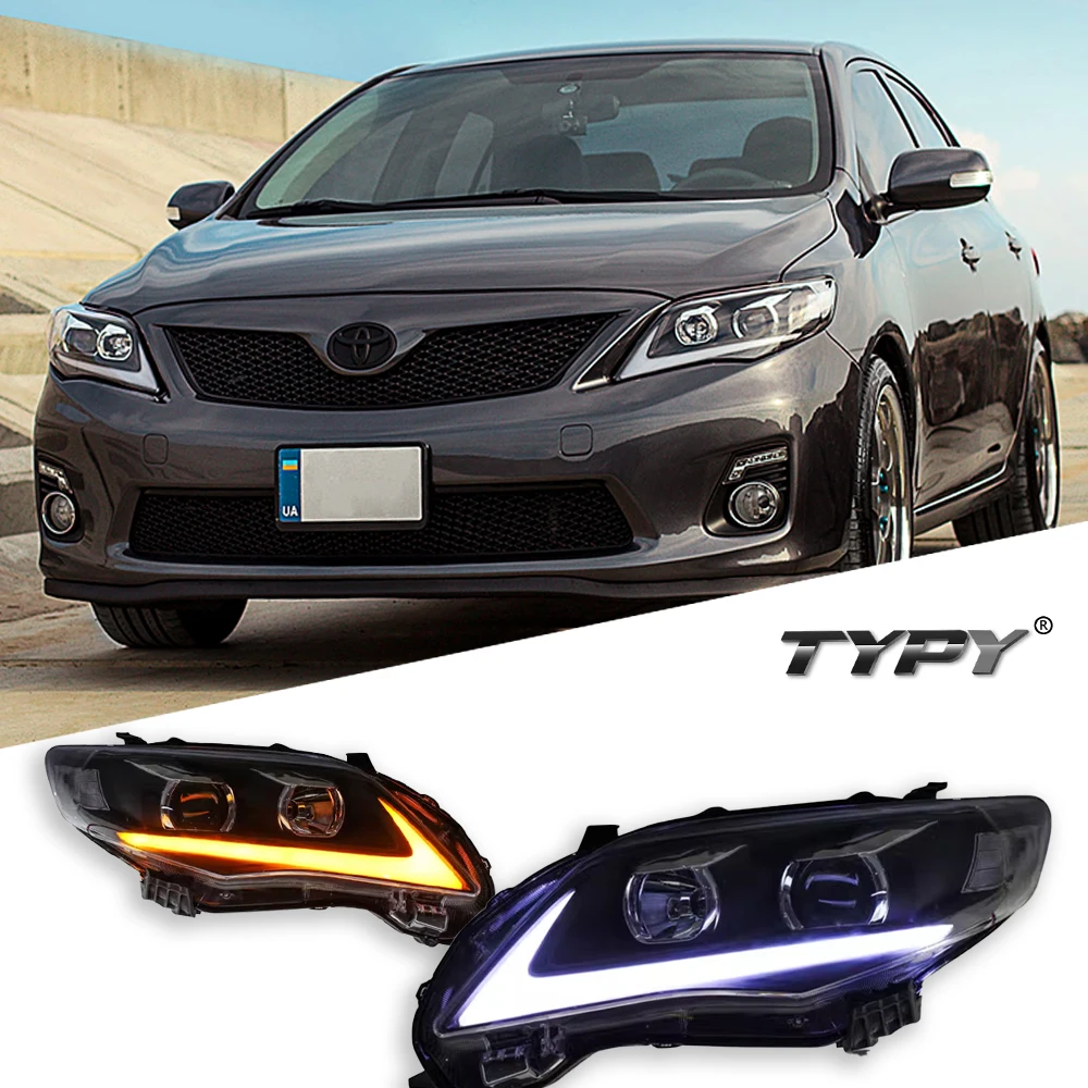 TYPY автомобильная фара для Toyota Corolla 2011-2013, обновление, модифицированная для нового DRL, динамический указатель поворота, светодиодная фара, автоаксессуары
TYPY автомобильная фара для Toyota Corolla 2011-2013, обновление, модифицированная для нового DRL, динамический указатель поворота, светодиодная фара, автоаксессуары