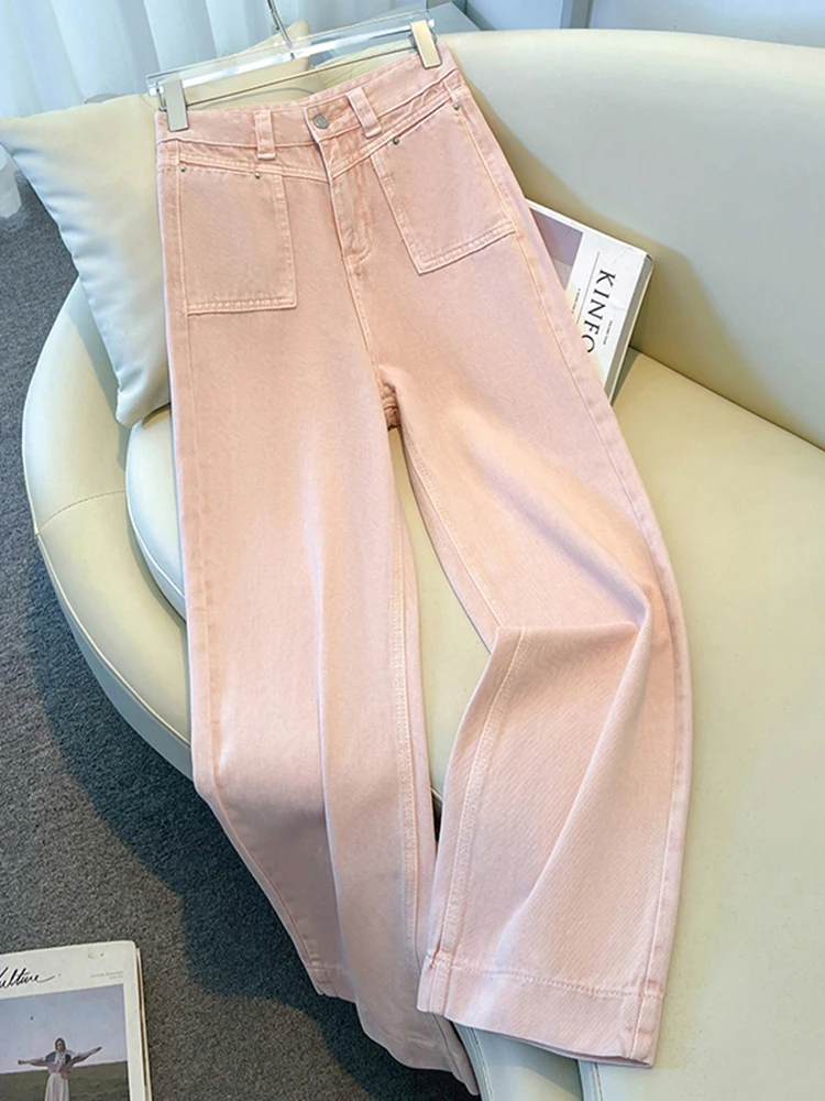Women's Pink Loose Wide Leg Jeans Spring Summer High Waist Straight Denim Pants Versatile Fashion Casual Female Trousers
Women's Pink Loose Wide Leg Jeans Spring Summer High Waist Straight Denim Pants Versatile Fashion Casual Female Trousers