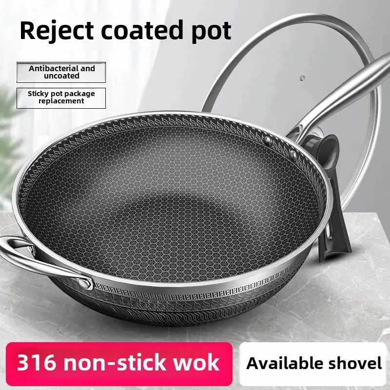 32cm/34cm Nonstick Wok 304 Full Stainless Steel Wok No Fume Coating-Free Gift Cookware
32cm/34cm Nonstick Wok 304 Full Stainless Steel Wok No Fume Coating-Free Gift Cookware