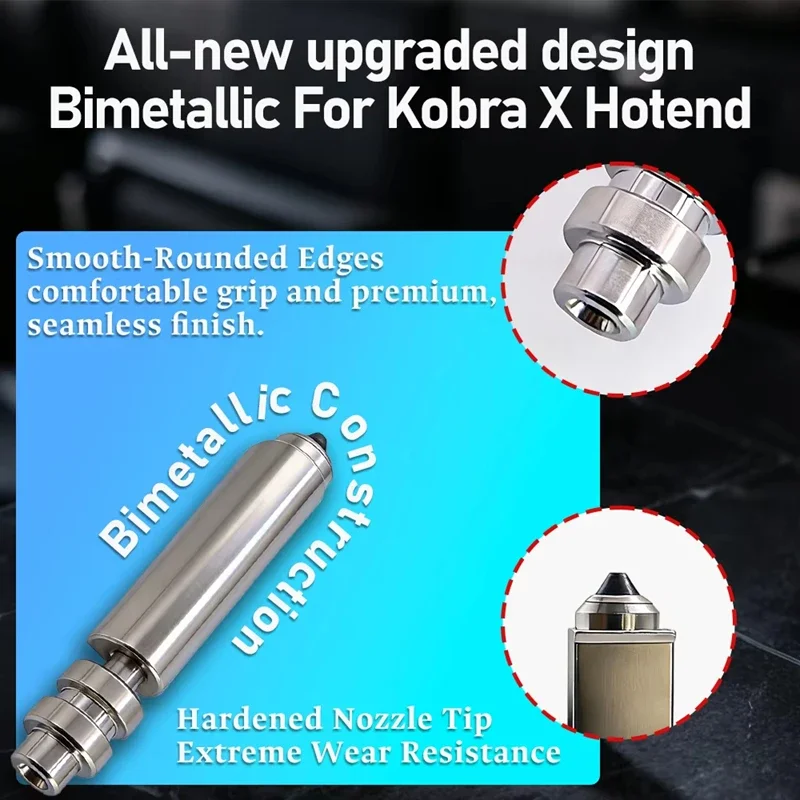 Upgrade Anycubic Kobra X Hotend Bimetallic Nozzle High Temperature For Anycubic Kobra X 0.2/0.4/0.6/0.8mm 3D Printers Accessorie
Upgrade Anycubic Kobra X Hotend Bimetallic Nozzle High Temperature For Anycubic Kobra X 0.2/0.4/0.6/0.8mm 3D Printers Accessorie