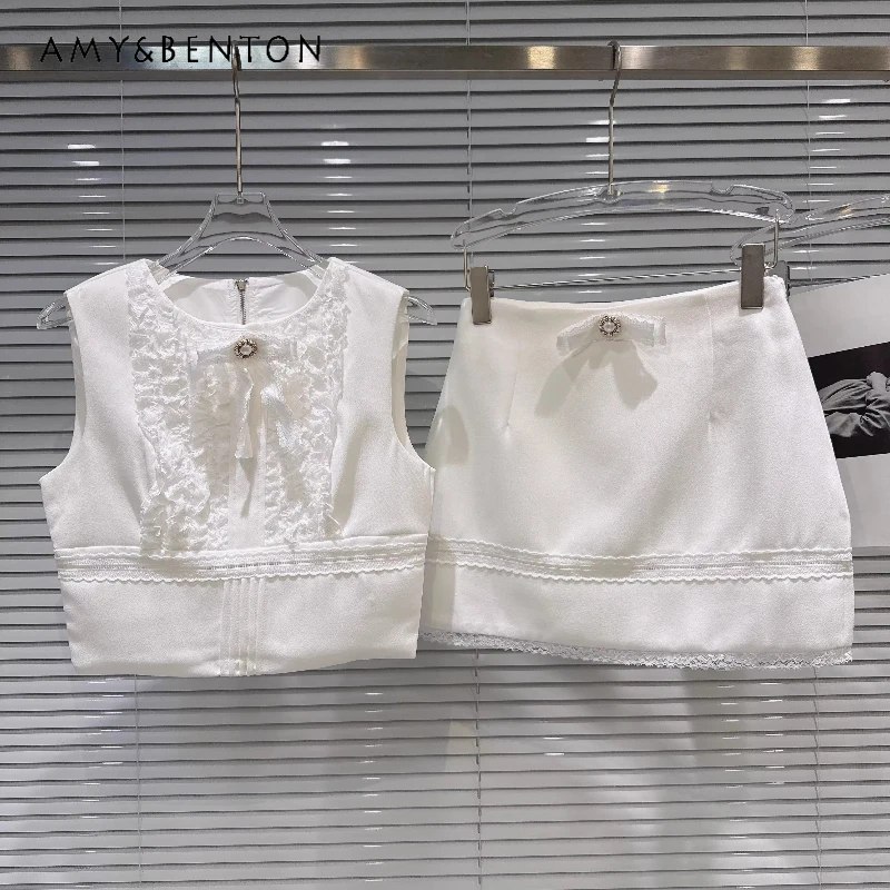 French Design Temperament Bow Lace Splicing Edge Zipper Women's Vest 2026 Summer New Sweet Cool Versatile Skirts Suits Ladies
French Design Temperament Bow Lace Splicing Edge Zipper Women's Vest 2026 Summer New Sweet Cool Versatile Skirts Suits Ladies