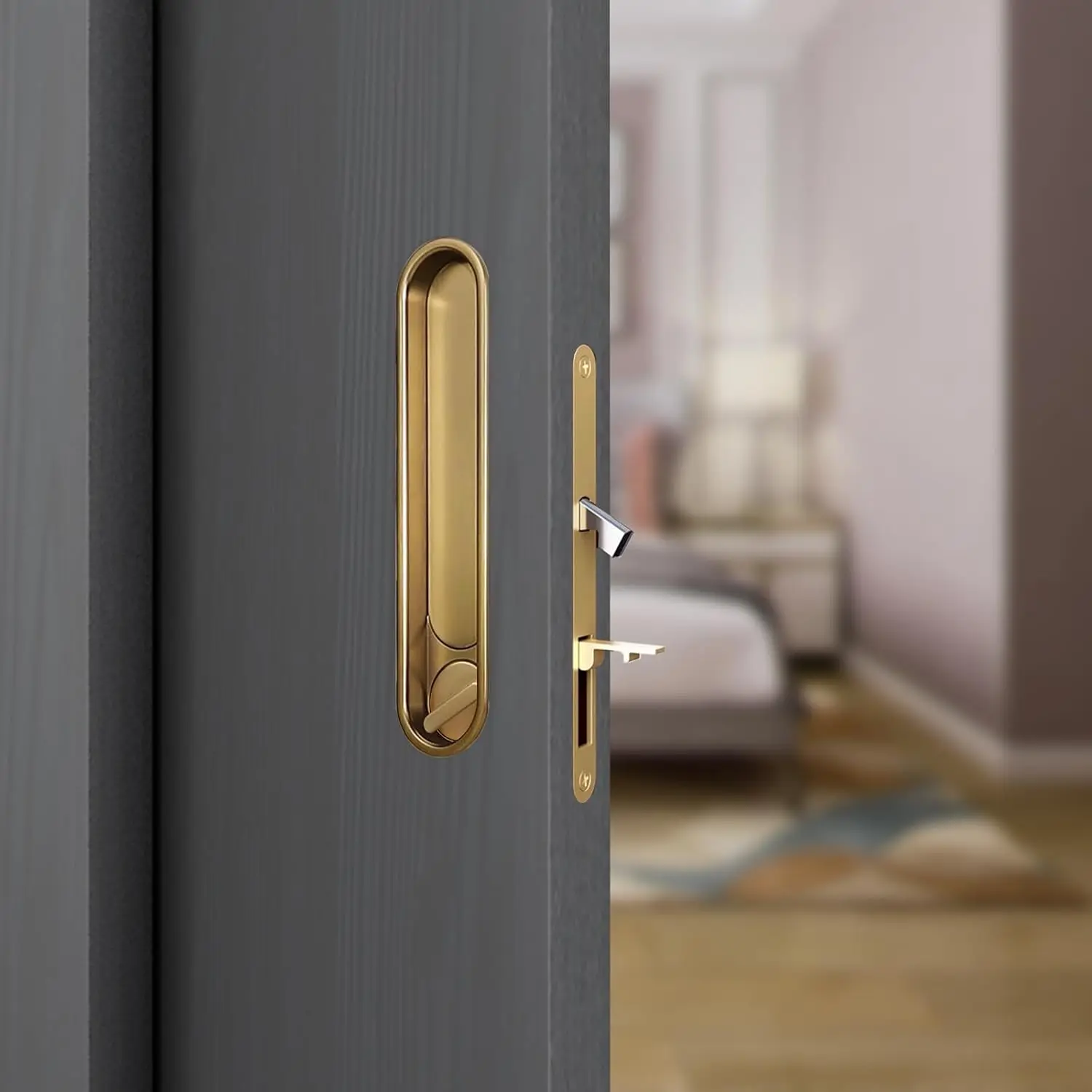 Pocket Door Lock Hardware with Pull Recessed Handle Latch Invisible Sliding Door Lock for Bedroom Kitchen Barn Door
Pocket Door Lock Hardware with Pull Recessed Handle Latch Invisible Sliding Door Lock for Bedroom Kitchen Barn Door