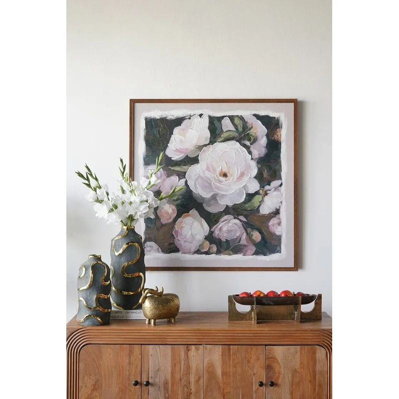 Hand-Painted White Rose Canvas Art in Brown Pine Wood Frame, 39.4x39.4 Inches
Hand-Painted White Rose Canvas Art in Brown Pine Wood Frame, 39.4x39.4 Inches