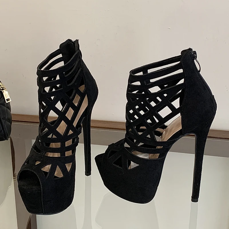 Women's Peep Toe Faux Suede Grid Cutout Back Zipper Thick Platform Stiletto Heel Ankle Booties, Nightclub Footwear,Drop Shipping
Women's Peep Toe Faux Suede Grid Cutout Back Zipper Thick Platform Stiletto Heel Ankle Booties, Nightclub Footwear,Drop Shipping